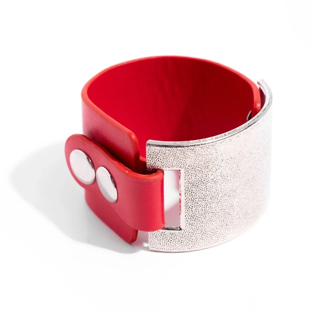 Red and Silver Wearable Tech Bracelet